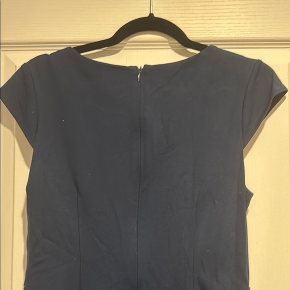 Adrianna Papell Blue Ruched Sheath Midi Dress - Picture 7 of 8